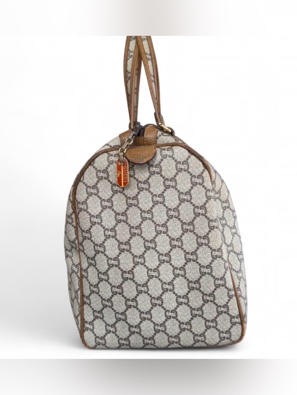 Gucci Plus Monogram Canvas Duffel Boston Bag with Leather Trim. Comes with COA - Picture 6 of 15